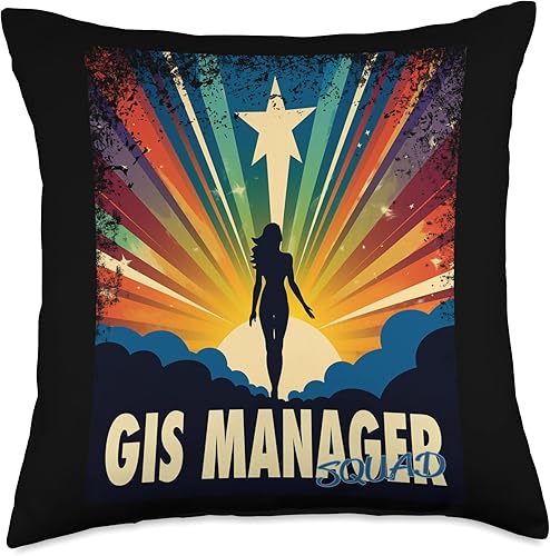GIS Manager Funny Female Hero Job Women Throw Pillow, 18x18, Multicolor