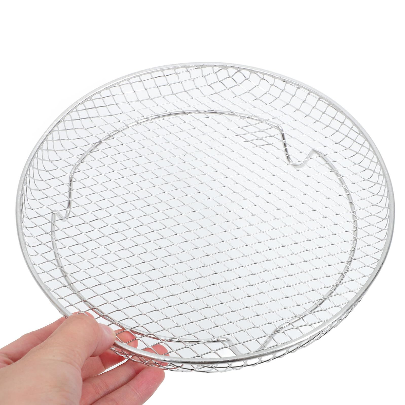 LIFKOME 13 piezas Rejillas Apilables para Freidora de Aire Bandejas Redondas de Acero Inoxidable con Patas y Cepillo Accesorios Duraderos para Hornear Asar y Deshidratar Cocina