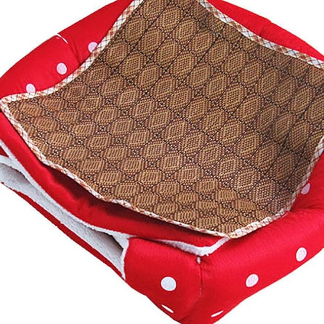 Foto 6 de 8 de JEELINBORE Suave Caliente Perro Gato Cama Fresa Cálido Plegable Casita Casa para Mascota (Rojo