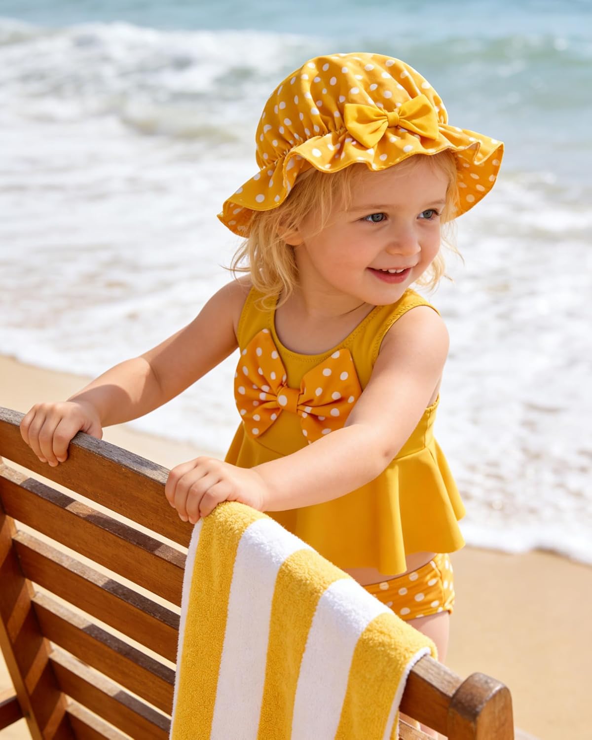 Redair Toddler Girl Swimsuit Baby Bikini Bathing Suit Ruffle Swimwear with Hat Pool Beach for 18Months-6T - Image 2