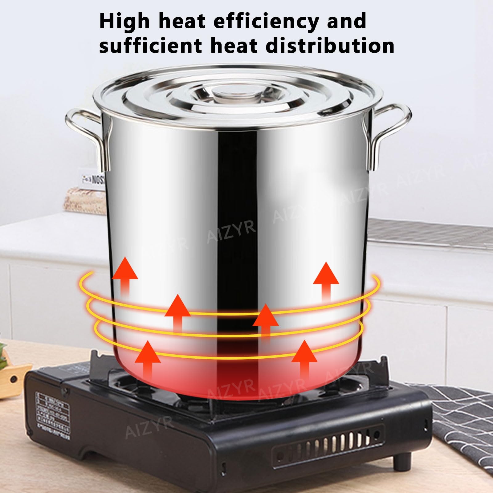 60 cm großer Suppentopf, Mehrzweck-Kochtopf mit Edelstahldeckel, ideal für Suppen, Eintöpfe und zum Kochen, perfekt für den Einsatz zu Hause und in Restaurants