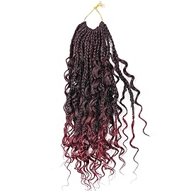 12 Inch Crochet Box Braids Curly Ends 8 Pack Goddess Box Braids Crochet Hair,Boho Box Braids Crochet Hair Pre Looped,Bohomian Box Braids Synthetic Braiding Hair Extensions for Black Women T118