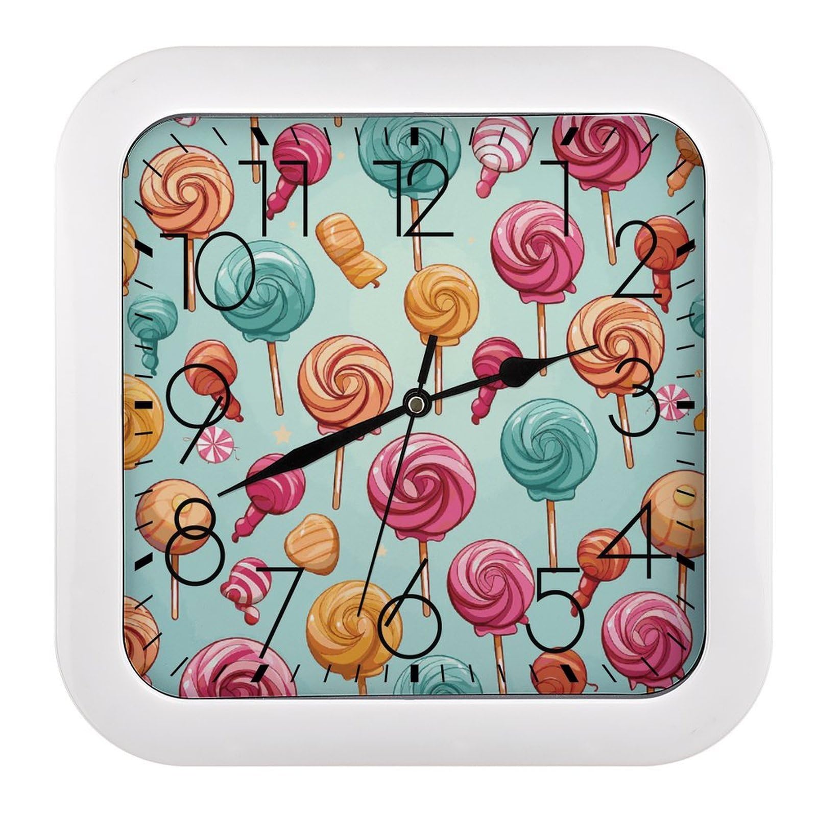 JTREHY Candy Wall Clock The Sound is Soft Square Timepiece Fashion Precise Easy to Read Numbers | Perfect Living Room Kitchen Or Office Clocks