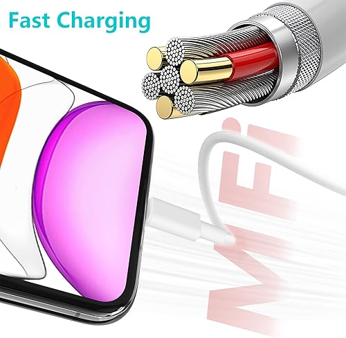 Miniatura 2 de Cargador para iPhone certificado Apple MFi AEAOA 2 paquetes de 6 ft USB a Lightning Cable de alimentación de carga rápida Cable de transferencia de