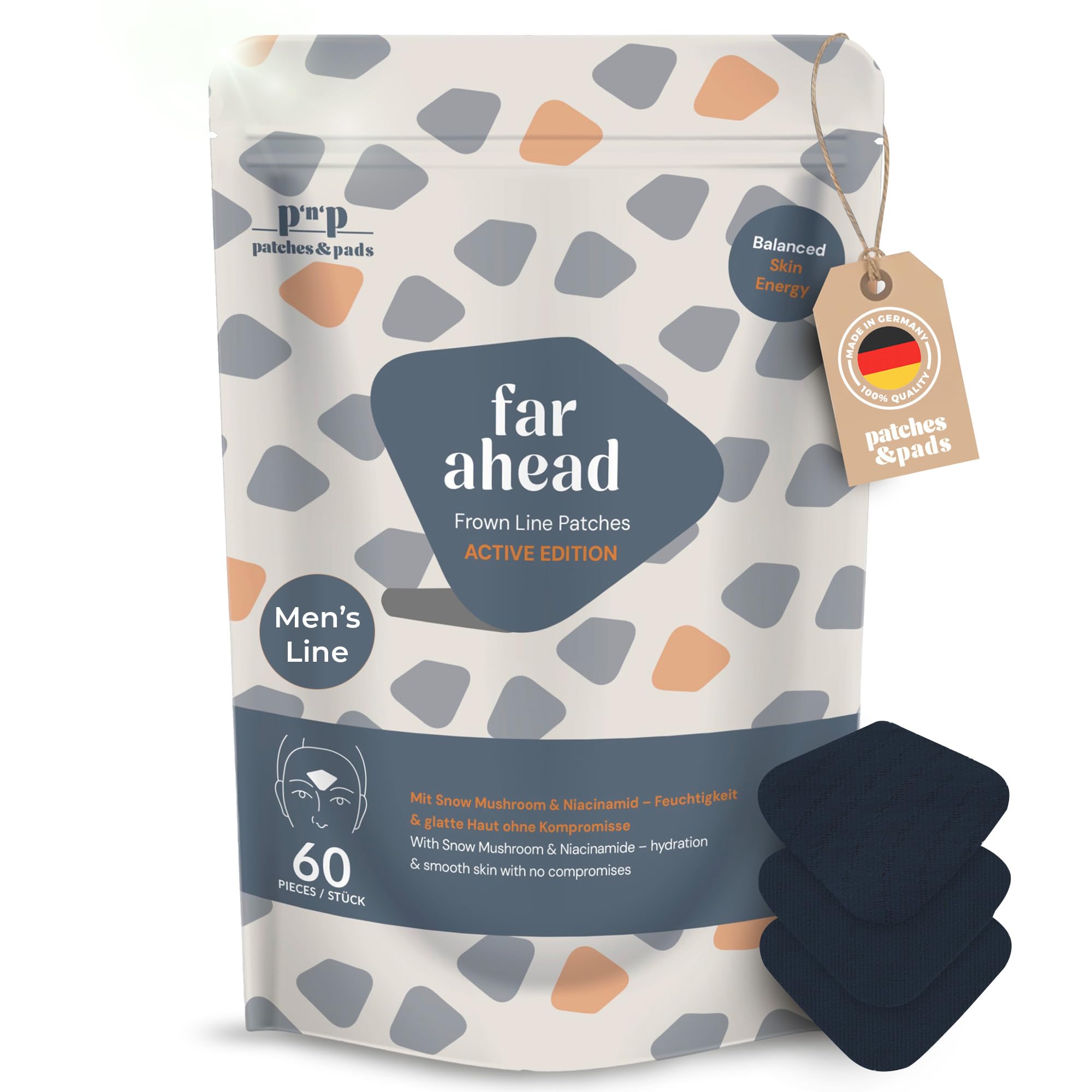 Patches & Pads Active Edition für Männer mit Niacinamid & Snow Mushroom Feuchtigkeitspatches für ölige & großporige Haut Hydratisierte, glattere & gepflegte Haut
