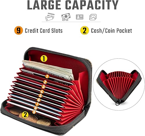 Vista 2 de TACTICAL_GEEK PC1 EDC - Tarjetero de nailon duradero con 11 ranuras para tarjetas de crédito, cartera minimalista ligera con cremallera para hombres