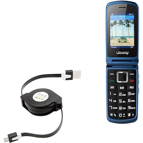 Uleway 3G Senior Flip Phone Cable, [miniSync] Retractable, Portable Sync Cable for...