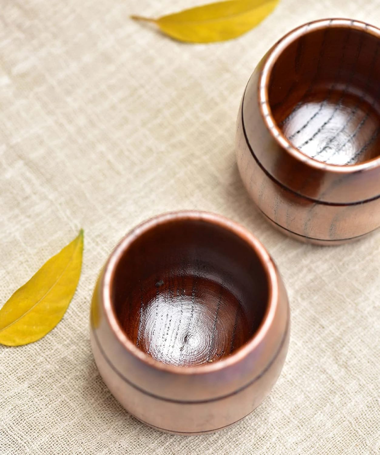 Barrel Shape Wooden Tea Cups 51-100ML Top-Grade Natural Solid Wood Tea Cup Wine Mug for drinking Tea Milk Coffee Wine Beer Hot Drinks, Pack of 4