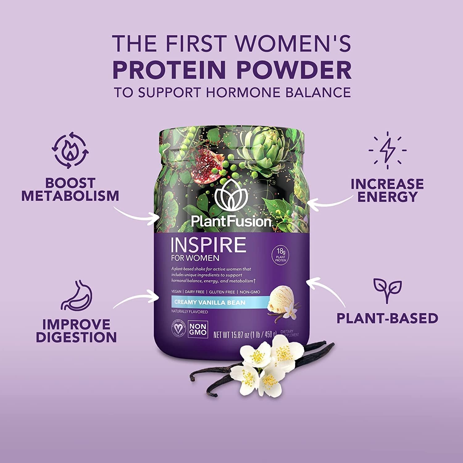 PlantFusion Inspire Plant Protein Powder for Women - Low Carb Protein Powder for Lean Muscle Support - Keto, Gluten Free, Soy Free, Non-Dairy, No Sugar, Non-GMO - Natural-No Stevia 0.85 lb 3 71CTfkd7alL. AC SL1500