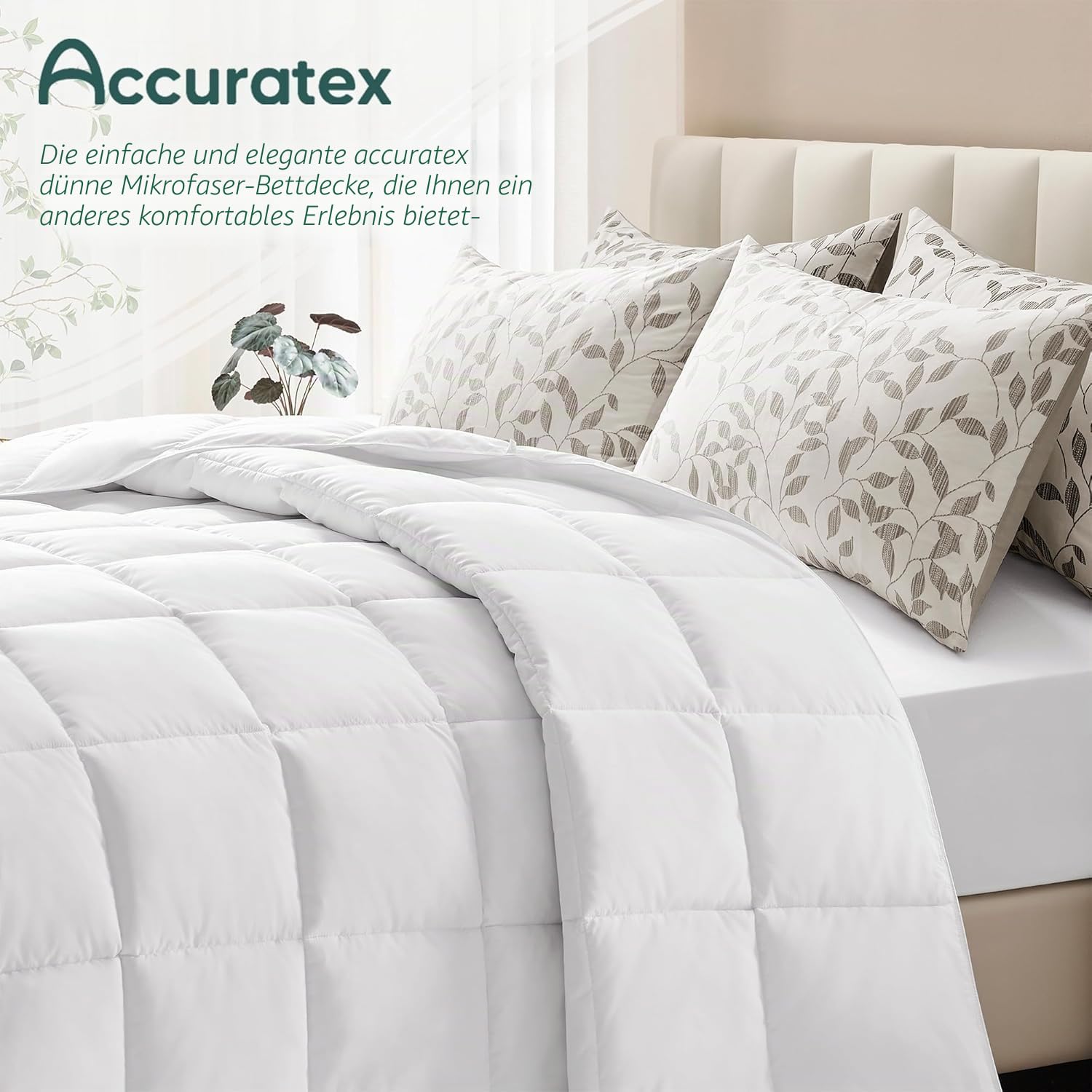 ACCURATEX 450GSM Winterdecke 200×200 cm mit Daunenalternative Füllung | extra warme & dicke Bettdecke, flauschige & atmungsaktive Steppdecke mit 8 Eckbändern, OEKO-TEX zertifiziert, waschbar
