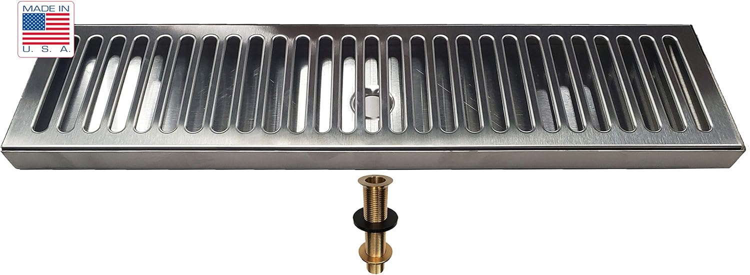 Bev Rite SS Draft Beer Drip Tray with Drain, 20" X 5", Stainless Steel Home & Kitchen