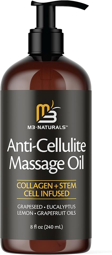 Firming Body Massage Oil with Collagen & Stem Cell – Helps Smooth The Appearance of Cellulite & Improve Skin Texture – Refreshing Aromatherapy Body Oil for Legs & Full Body – 8 Fl Oz by M3