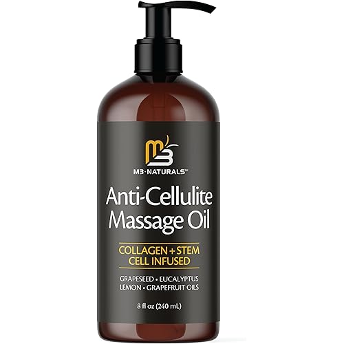 Firming Body Massage Oil with Collagen & Stem Cell – Helps Smooth The Appearance of Cellulite & Improve Skin Texture – Refreshing Aromatherapy Body Oil for Legs & Full Body – 8 Fl Oz by M3