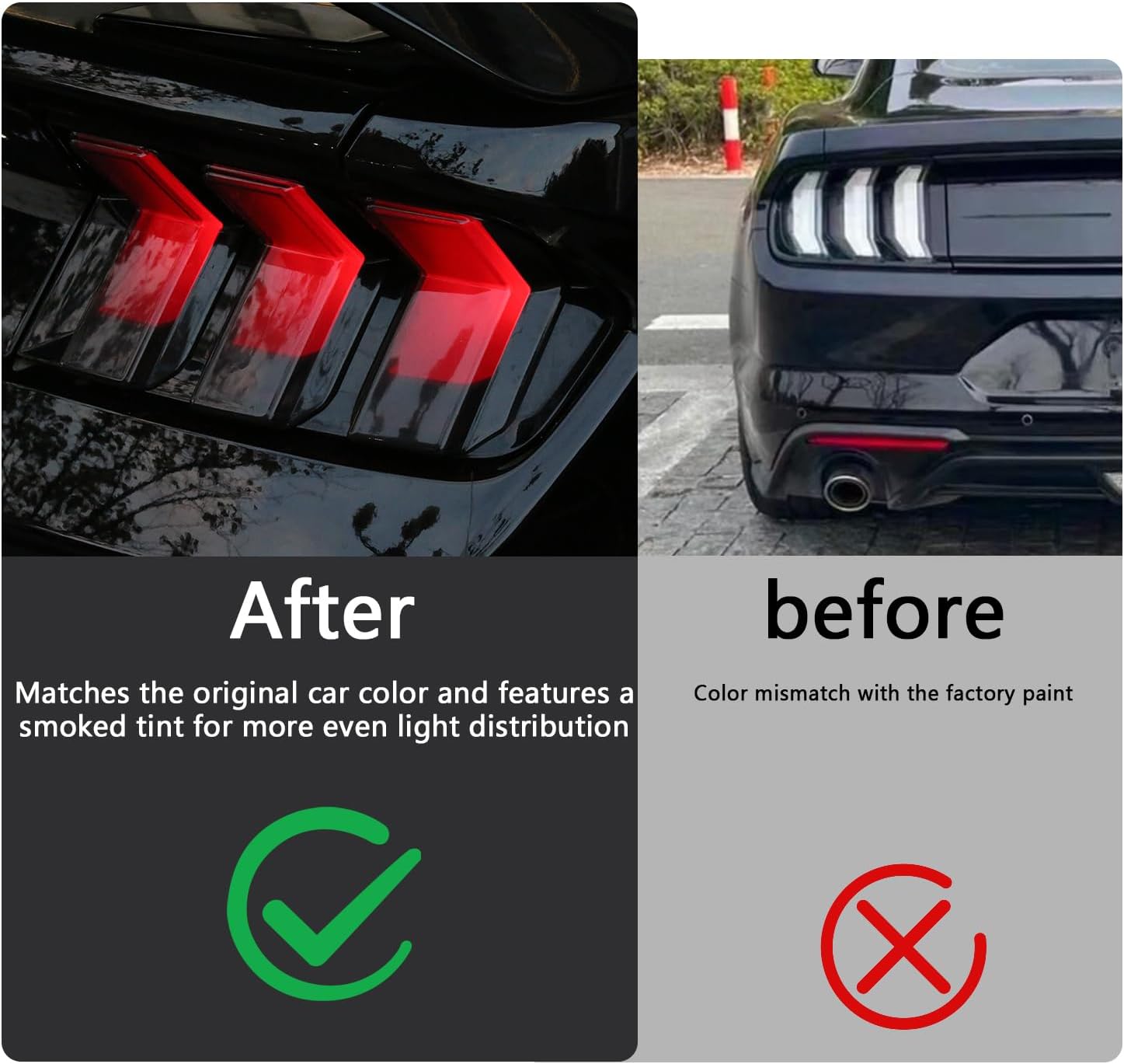 Tail Light Lamp Covers for Mustang 2024 2025,Smoked Rear Light Guards Compatible with Mustang GT Exterior Accessories,ABS Smoke Black