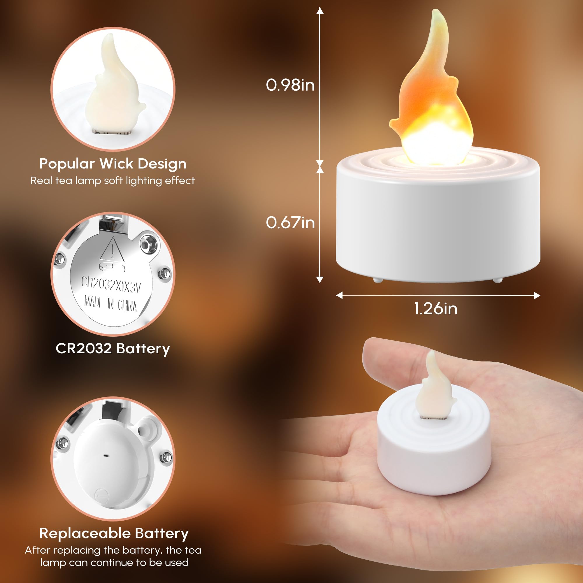 12 lumini a LED bianchi, candele tealight tremolanti senza fiamma a batteria, mini candele elettriche in plastica per la decorazione domestica