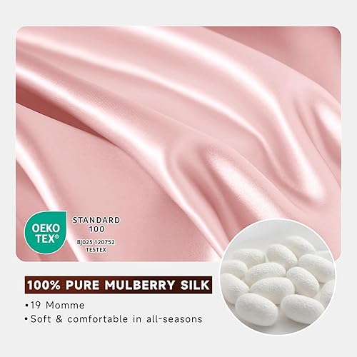 Miniatura 3 de THXSILK Juego de sábanas de 100% seda de morera  Juego de 4 sábanas de seda pura  Sábana encimera, sábana bajera de 16 pulgadas de profundidad, 2