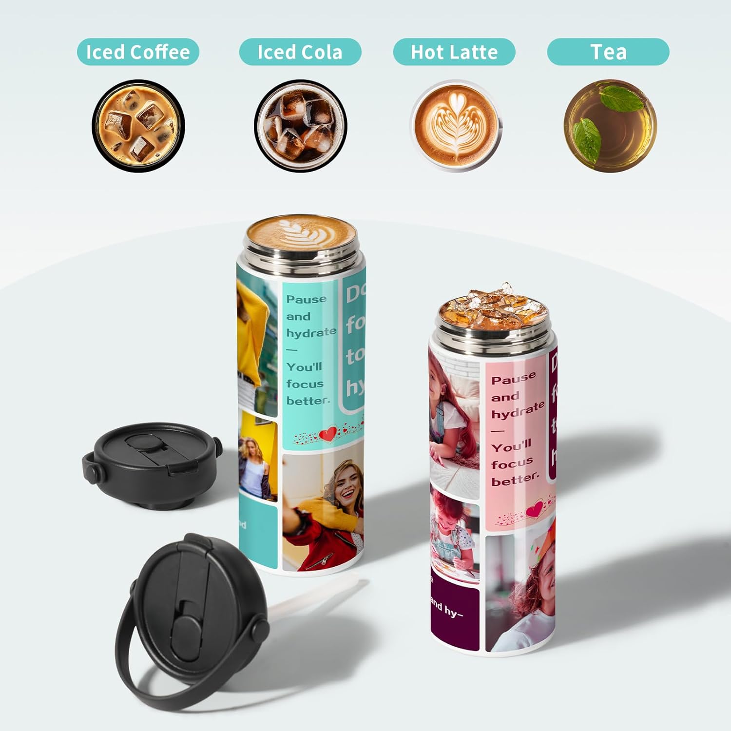 PYD Life 4 Pack Sublimation Tumblers Water Bottles 30 OZ 900 ML with Leakproof Straw Lid and Silicone Handle, Straight Stainless Steel Insulated Sublimation Blanks for Full Wrap Printing - Image 4