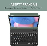 SENGBIRCH Samsung Galaxy Tab A9+ 11" Levehető Bluetooth Billentyűzetes Tok - Háttérvilágítással, Sötétzöld, Többféle Látószög, Automatikus A 3