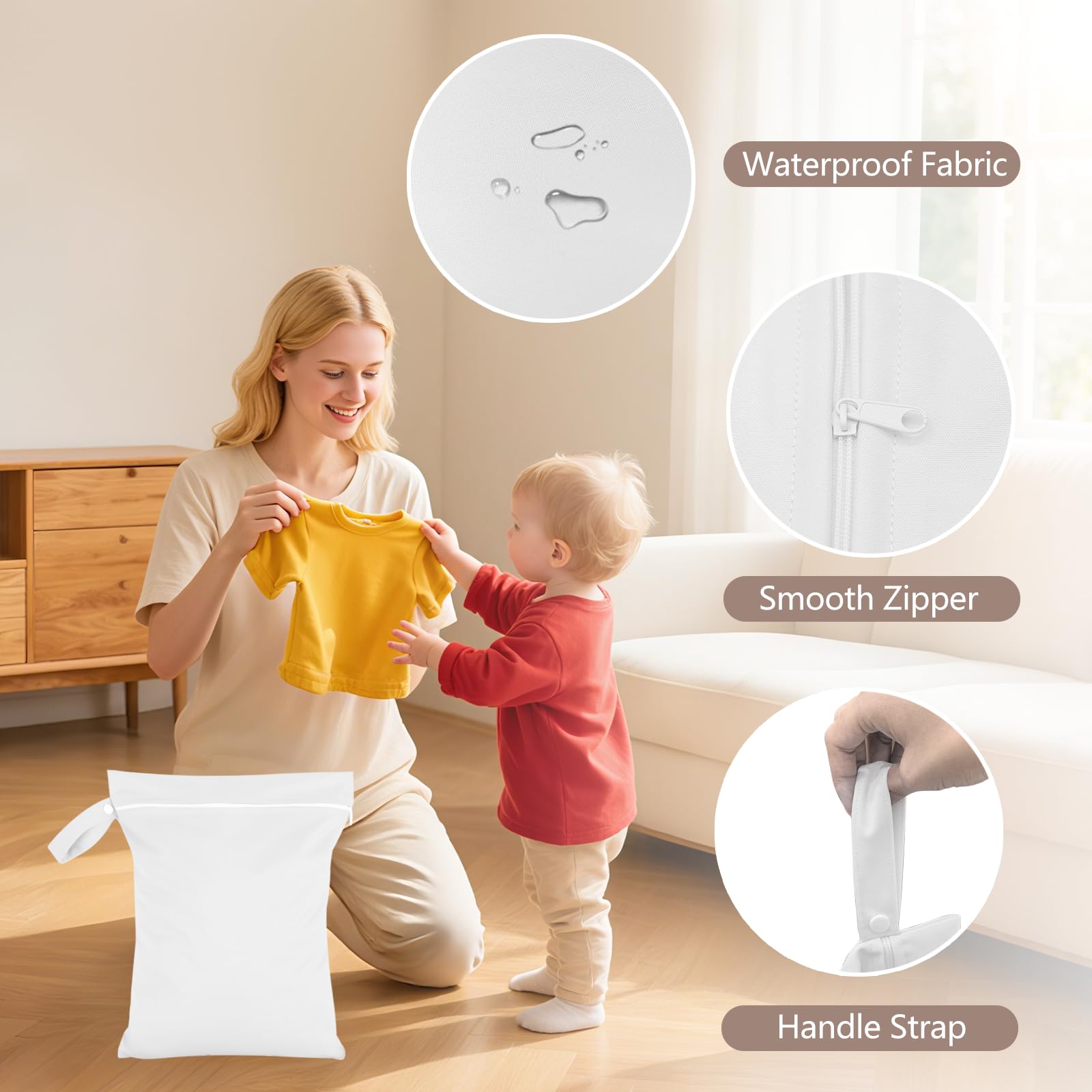 2pcs Sac à Couches Lavables 40x30cm Imperméables Sac de Couches Bebe Sac Maillot de Bain Mouillé Etanche Réutilisable Sacs Linge Sale Voyage Zippée Pochette Wet Bag pour Bébé,Plag,Voyage