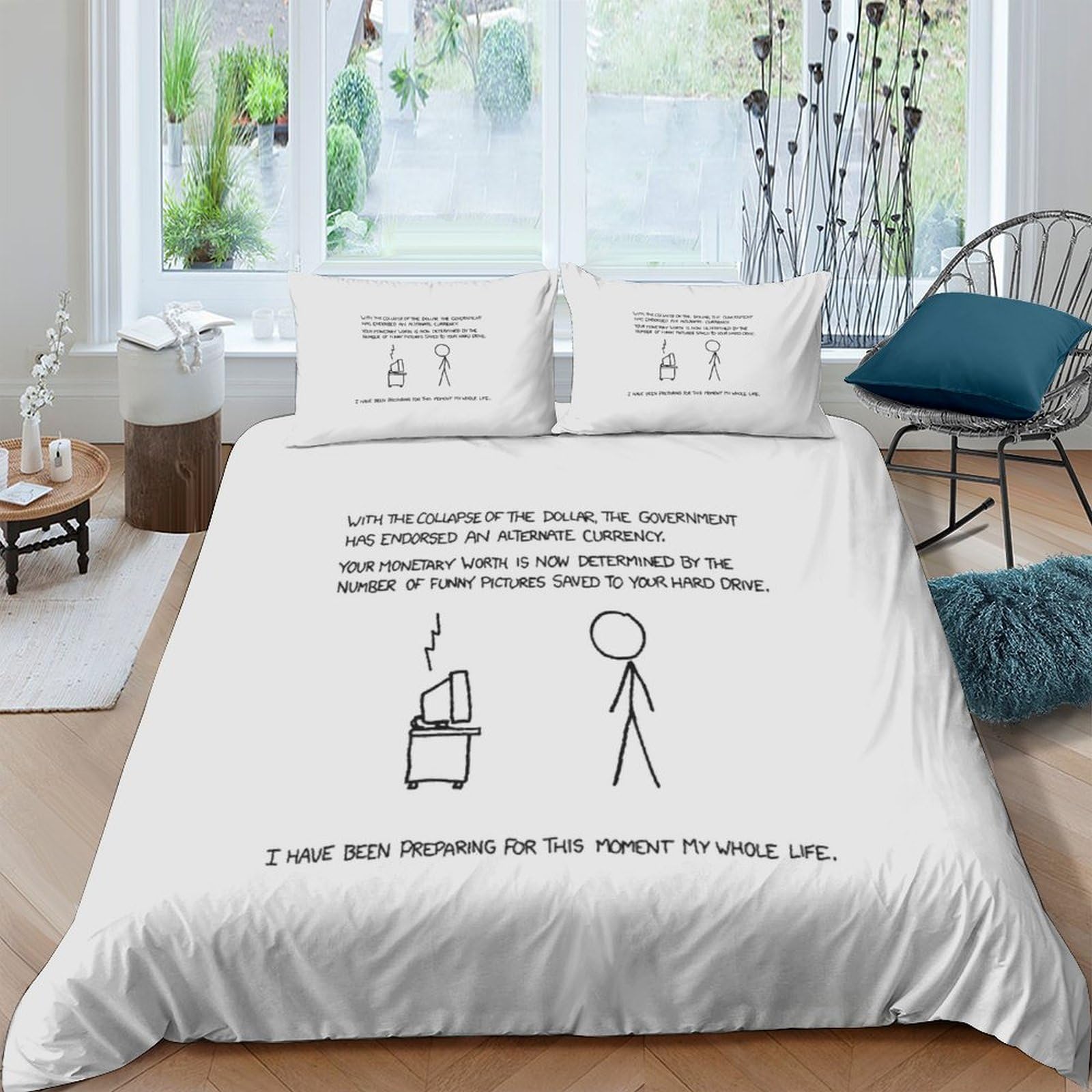 Housse de couette 200x200 cm 3D avec 2 taies d'oreiller pour lit double