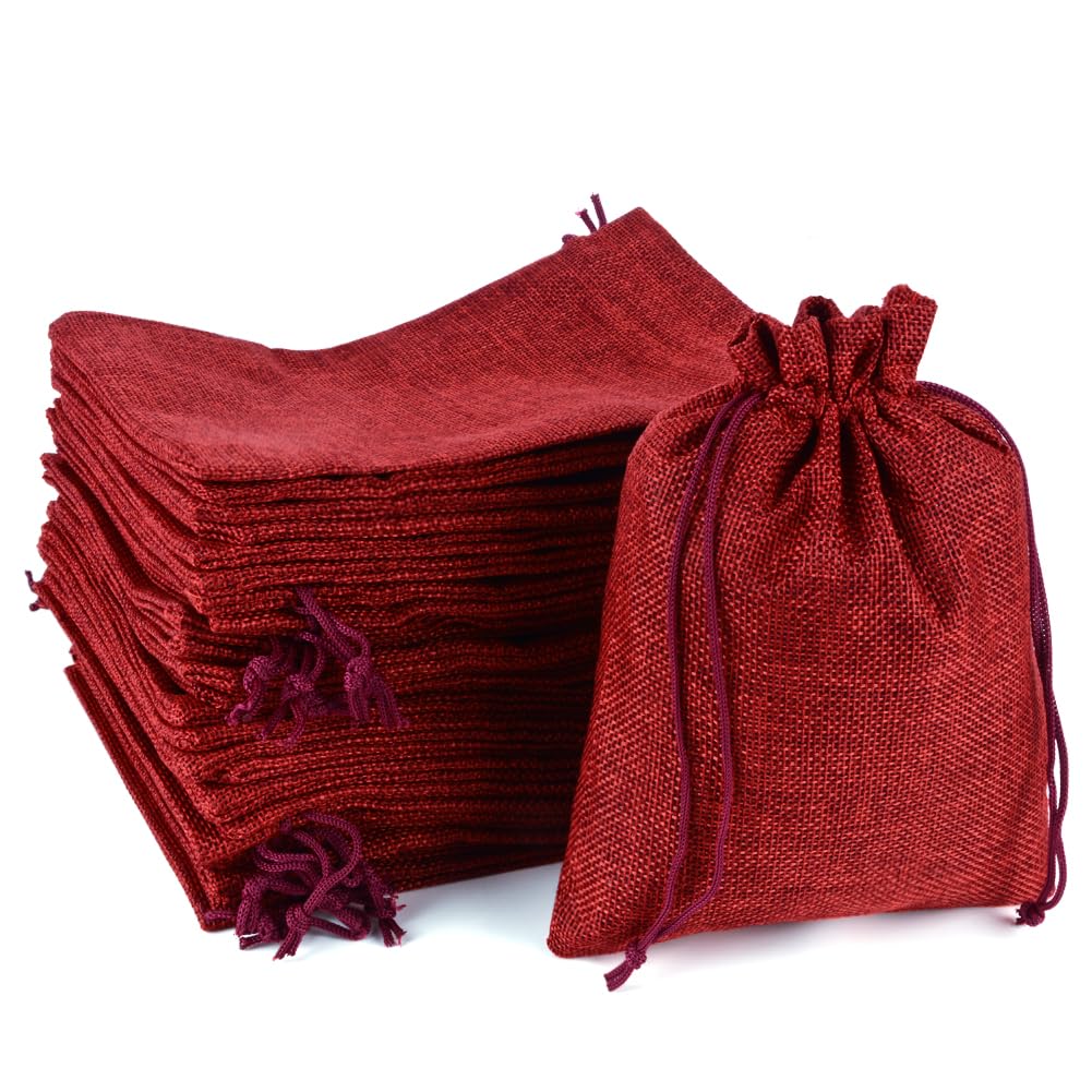 MAOOY 30 Stück Jutesäckchen 15x20cm Groß Jutebeutel mit Kordelzug | Bordeaux Säckchen zum Befüllen Stoffbeutel mit Kordelzug Geschenkbeutel für Schmuck, Hochzeit, Gastgeschenke, DIY