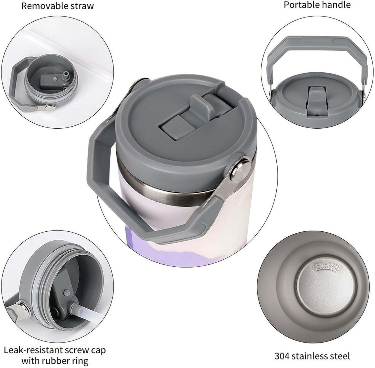 30 Oz Insulated Mug with Handle Lid And Straw Lavender Valley Pattern Large Metal Sports Bottle Great for Gifts Parties Office Coffee