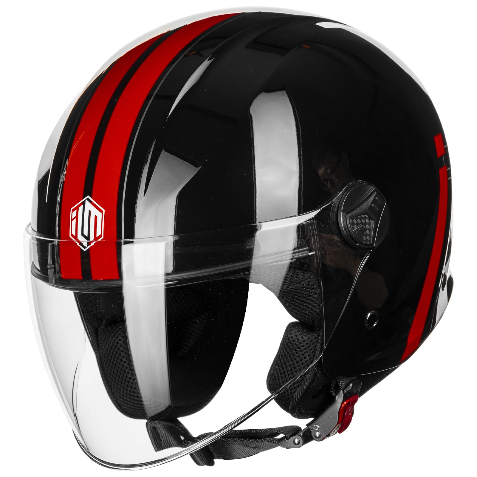 ILM Casque Moto Jet Homme Femme ECE Homologué Vintage avec Visière Modèle WT506