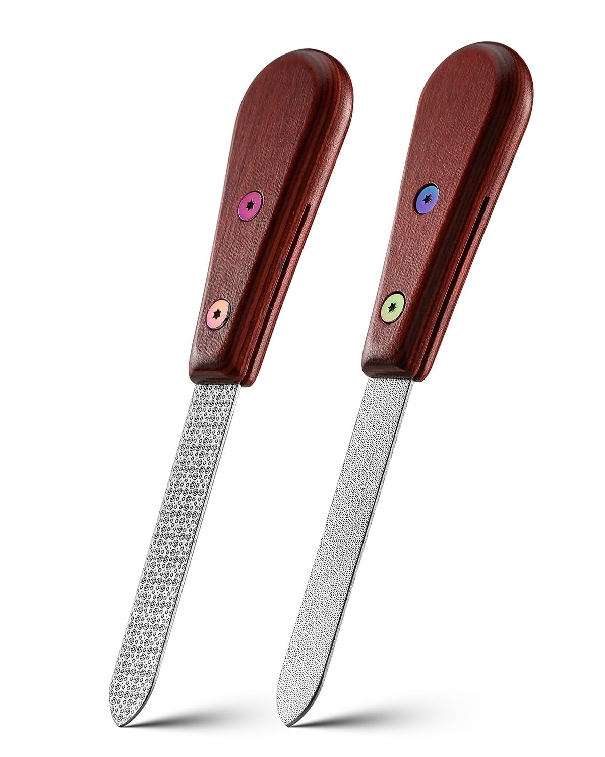 FERYES Metal Nail File with Wooden Handle - Stainless Steel Nail File for Fingernail and Toenail, Dual-Sided Nail Polish Tool Nail Filer Buffer 1 Pcs