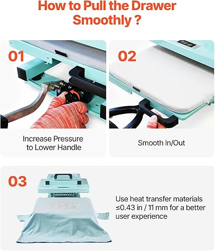 Miniatura 11 de VEVOR Prensa de calor híbrida, 15 x 15 pulgadas, multifunción 5 en 1, se calienta rápido y uniforme, diseño patentado, fácil de controlar, máquina