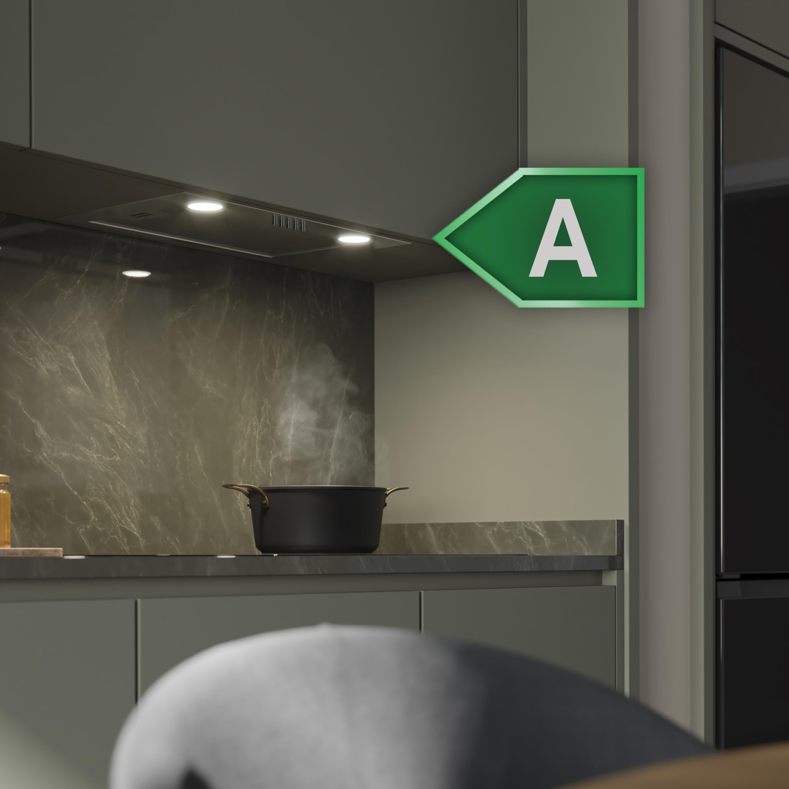 Cecotec Cappa Aspirante 52 cm Integrata Flux IM 523500 Inox B. Potenza Di Aspirazione 350M3/H, Motore 70W, Controllo Meccanico, 3 Livelli Di Potenza, Luce E Filtro Al Carbonio, Inox