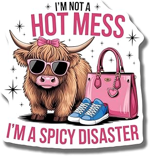 Fun Highland Cow Magnet for Fridge Decor - Cute Spicy Disaster Magnet - Funny Animal Magnets for Kitchen - Gift for Cow Lovers Decorative Magnet AAMT0848