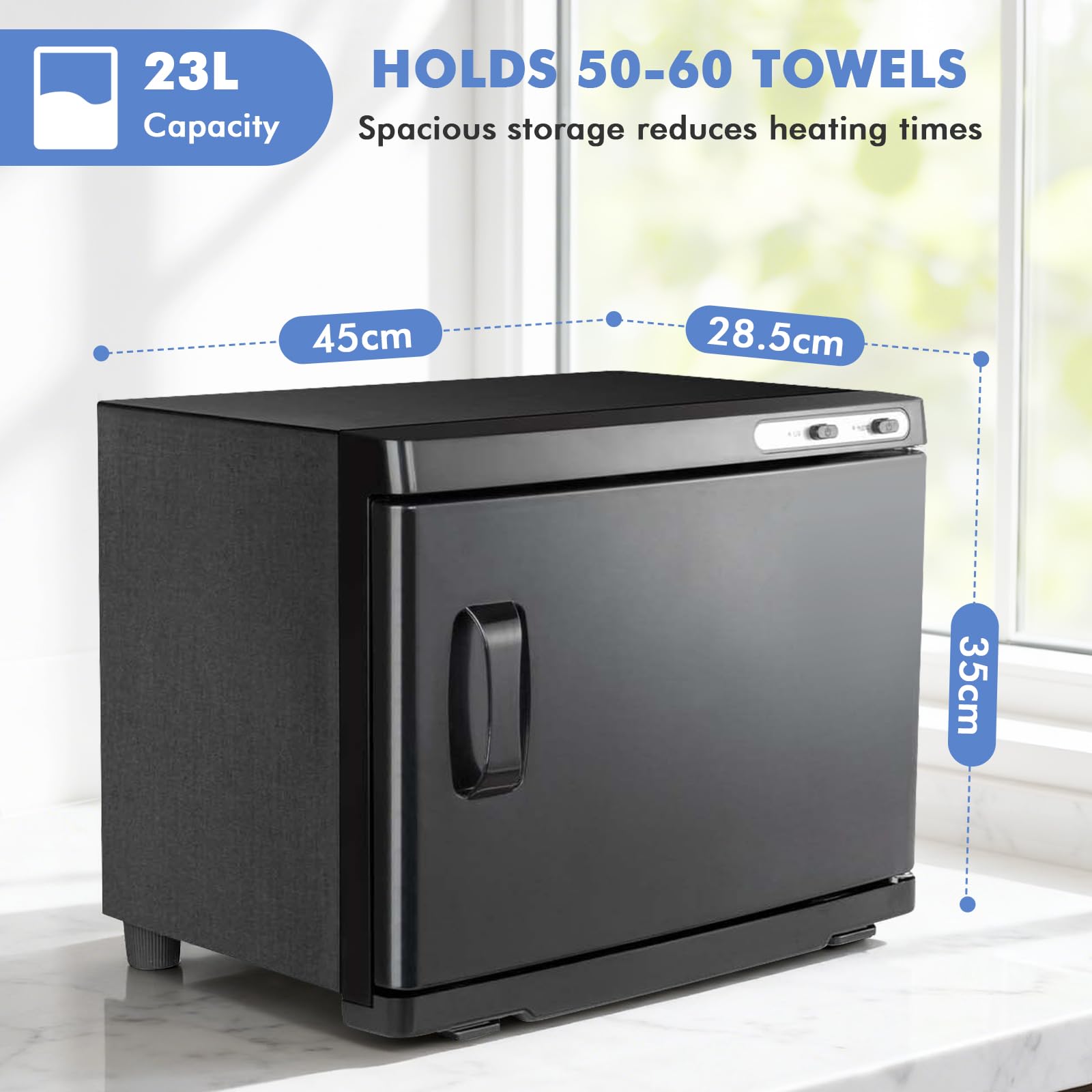 25 l, scaldasalviette, sterilizzatore per Asciugamani, con Clip | per asciugamani, caldo, scaldasalviette elettrico, riscaldamento rapido a 75 °C, armadietto caldo 75 °C per spa (nero)