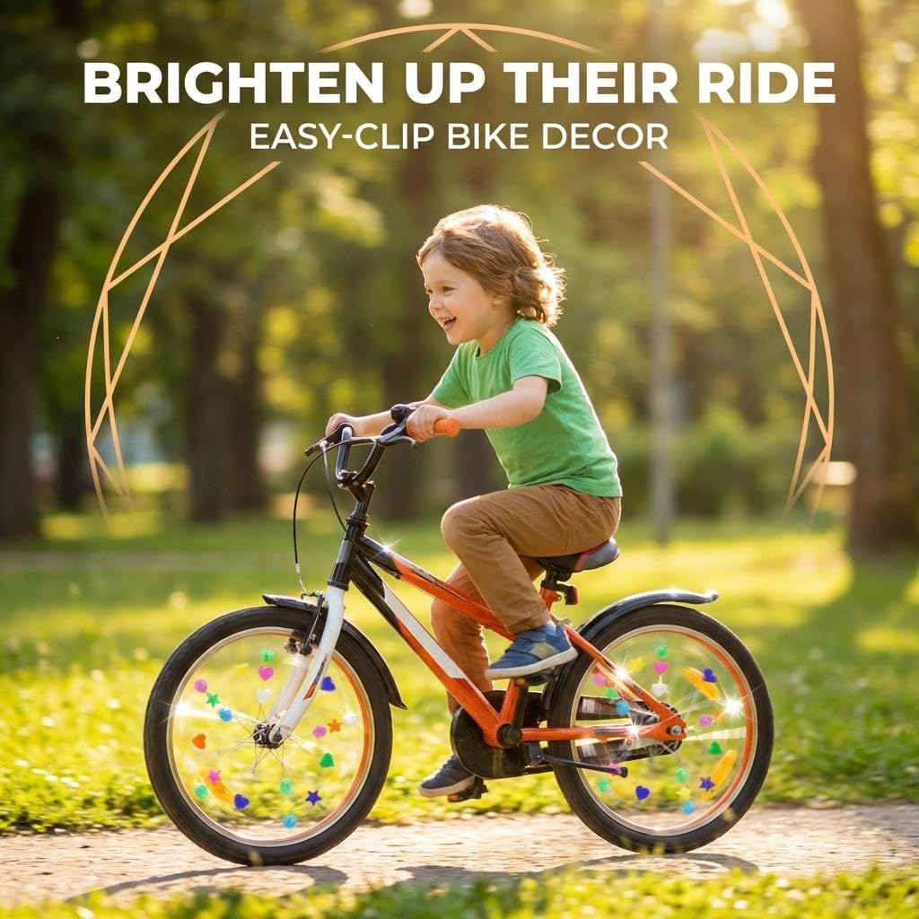 Accessoires Vélo Enfant 144 Pièces, Perles et Réflecteurs Colorés pour Rayons de Vélo