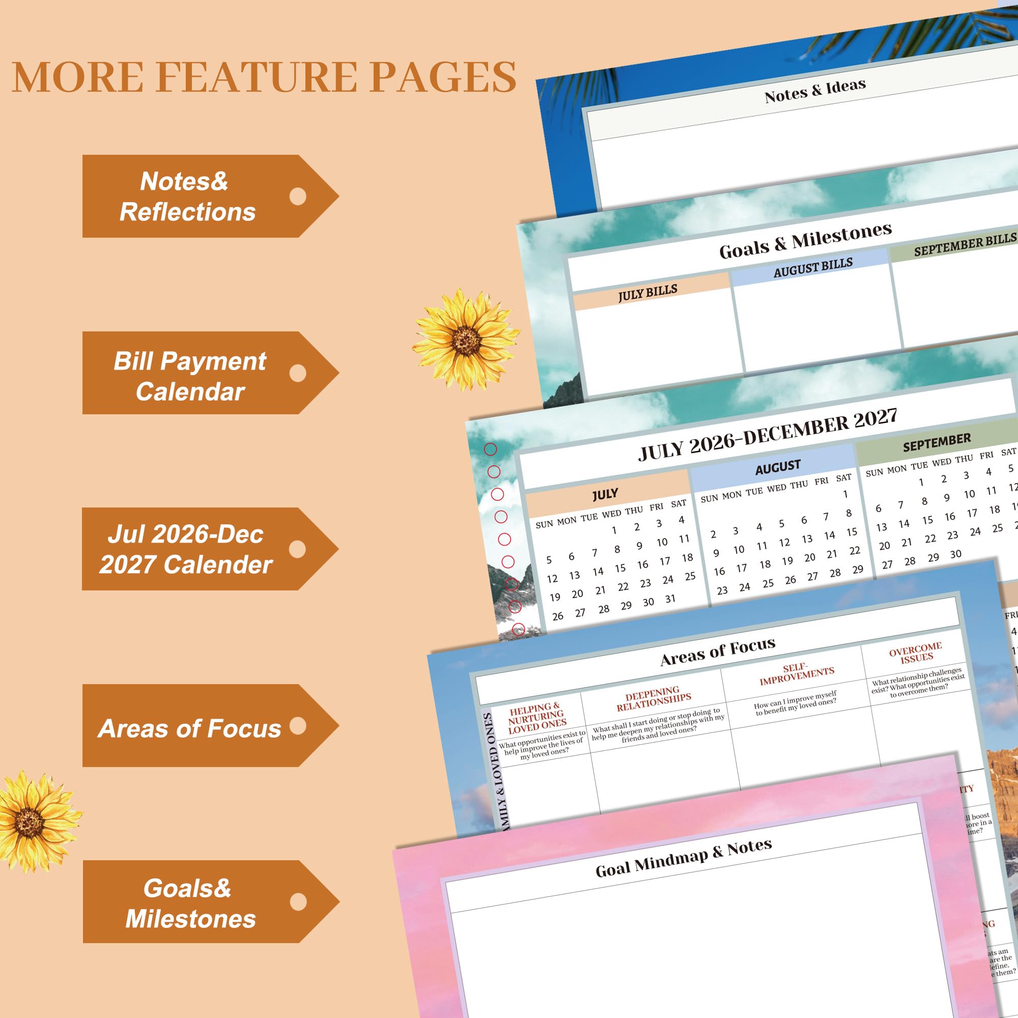 CAGIE Calendrier journalier 2026-2027 semainier mensuel horaire Tournesol