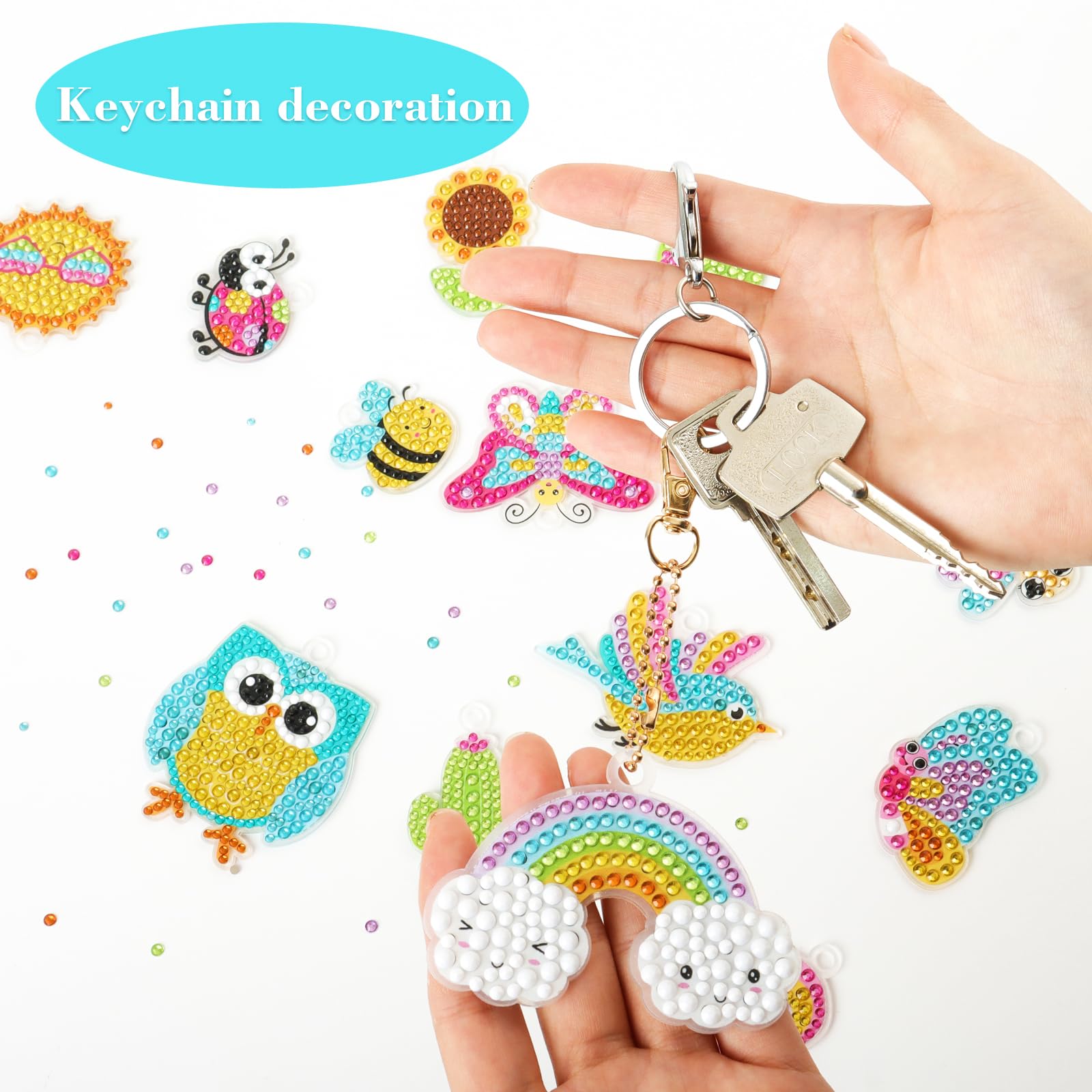 Afufu Porte-clés 5d Kit DIY Diamant Peinture Porte-clés Pour Enfants 6-12 Ans - 5D Artisanat Creative Avec Stylo Et Argile - Cadeau Anniversaire