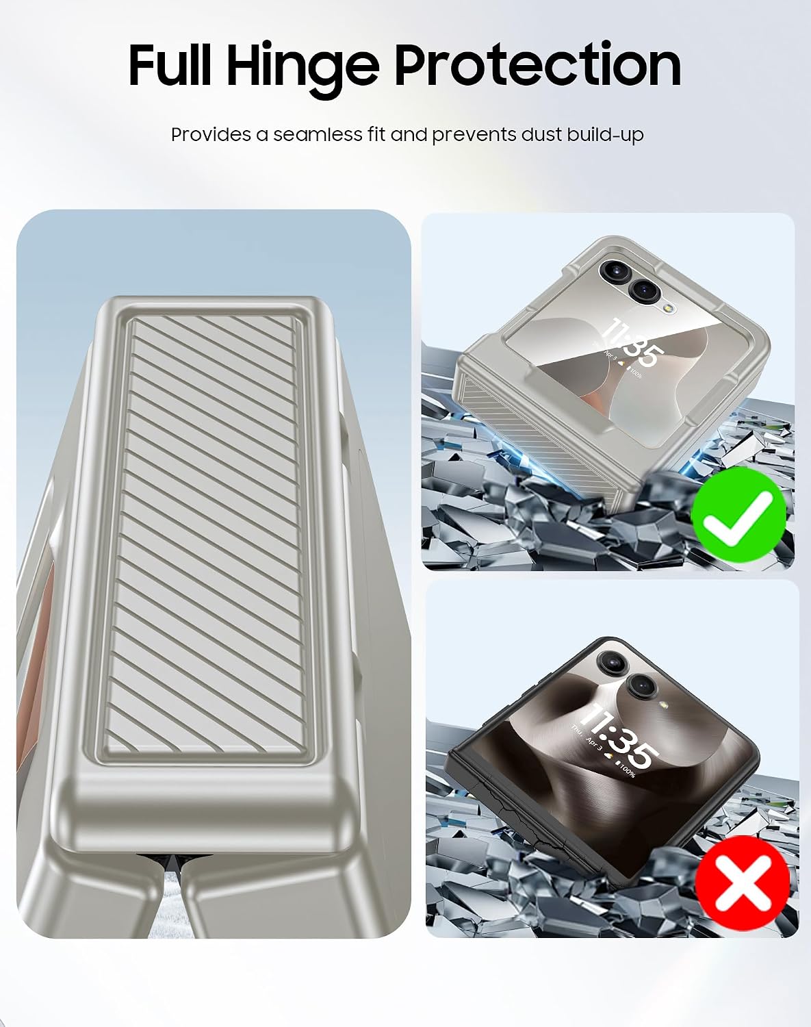 CENMASO for Motorola Razr 2026 Case/Razr 2025 Case with Card Holder RFID Blocking,Hinge Protection,Screen Protector,Rugged Anti-Scratch Shockproof Phone Case for Moto Razr 2026/2025/2024-Titanium