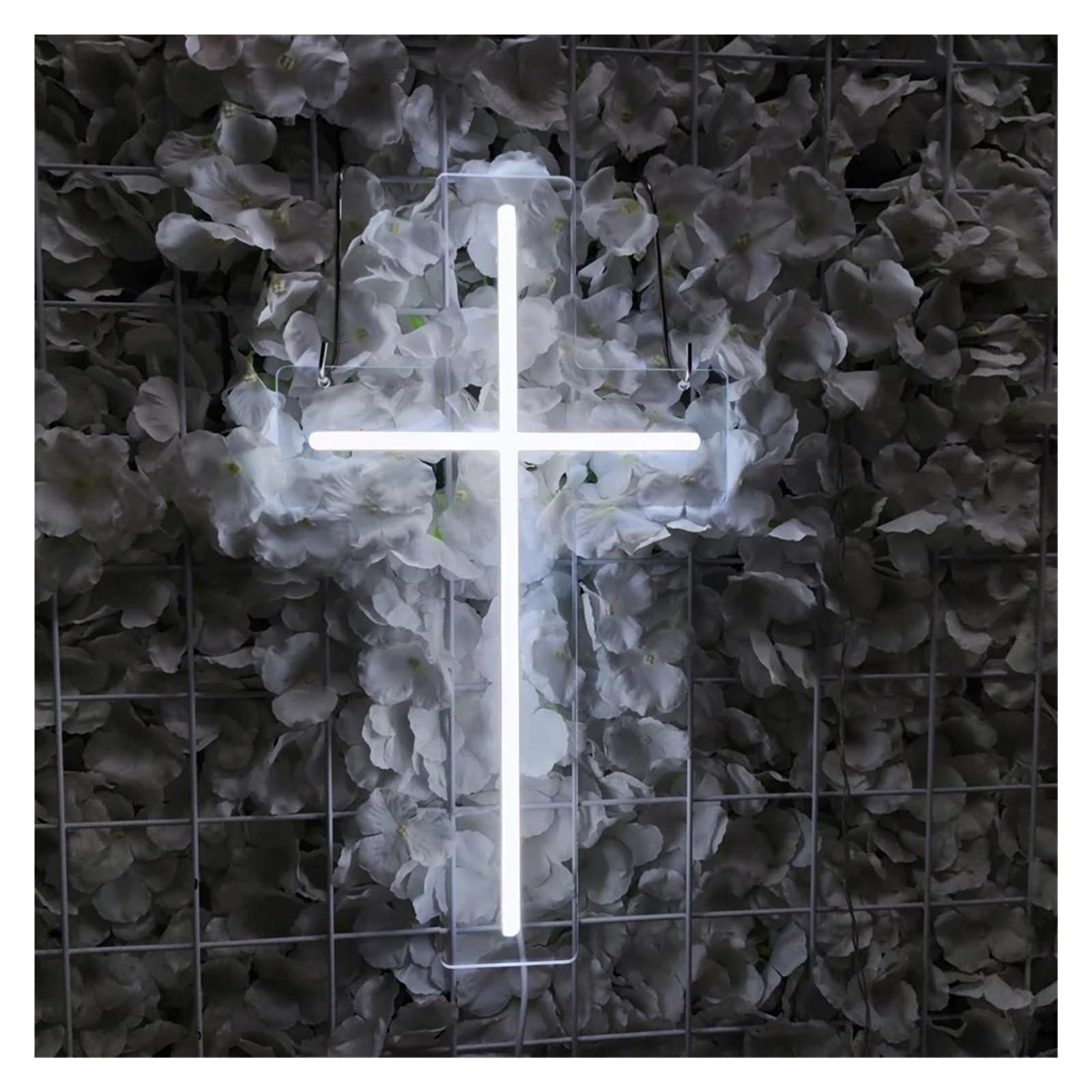 SHOUXI Sign Lamp Cross White Neon Sign for Bar Shop Store Garage Workshop Church Lighting Room Wall Decor 10x20cm