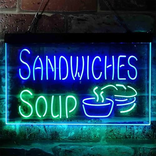 Miniatura 10 de ADVPRO Sandwiches Soup Café - Letrero de neón LED de doble color, rojo y amarillo, 24 x 16 pulgadas st6s64-i3838-ry