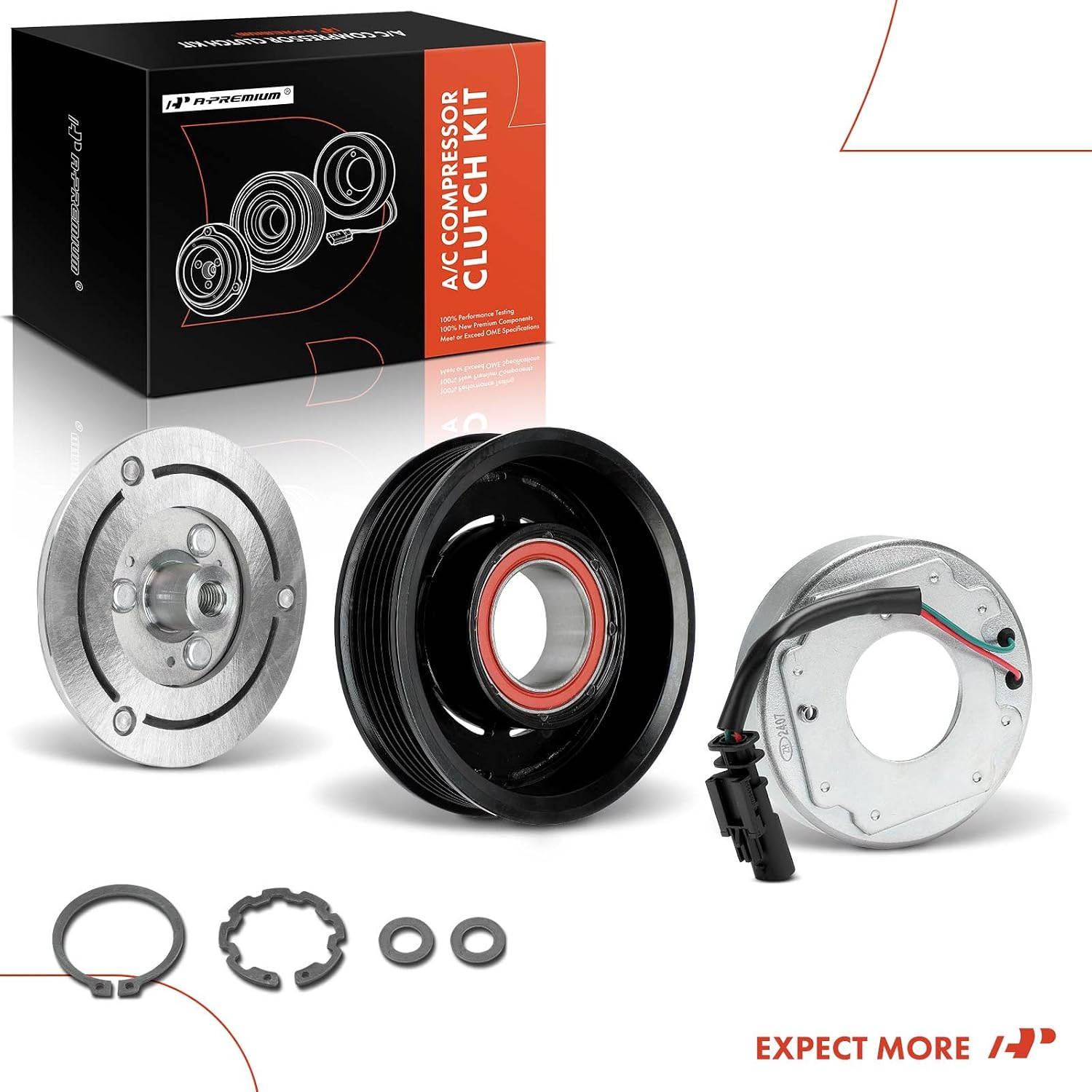 A-Premium Air Conditioner AC Compressor Clutch Kit Compatible with Chevrolet Silverado 1500 LTD 2022, Tahoe/Suburban 2021-2022 & GMC Sierra 1500 Limited 2022, Yukon XL & Cadillac Escalade ESV, 3.0L