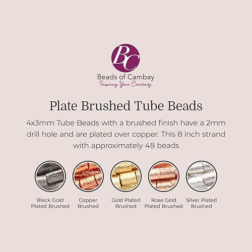 Miniatura 2 de Cuentas de tubo cepillado de cobre chapado en oro de 22 quilates de 0.118 x 0.157 in, 50 piezas, agujero grande