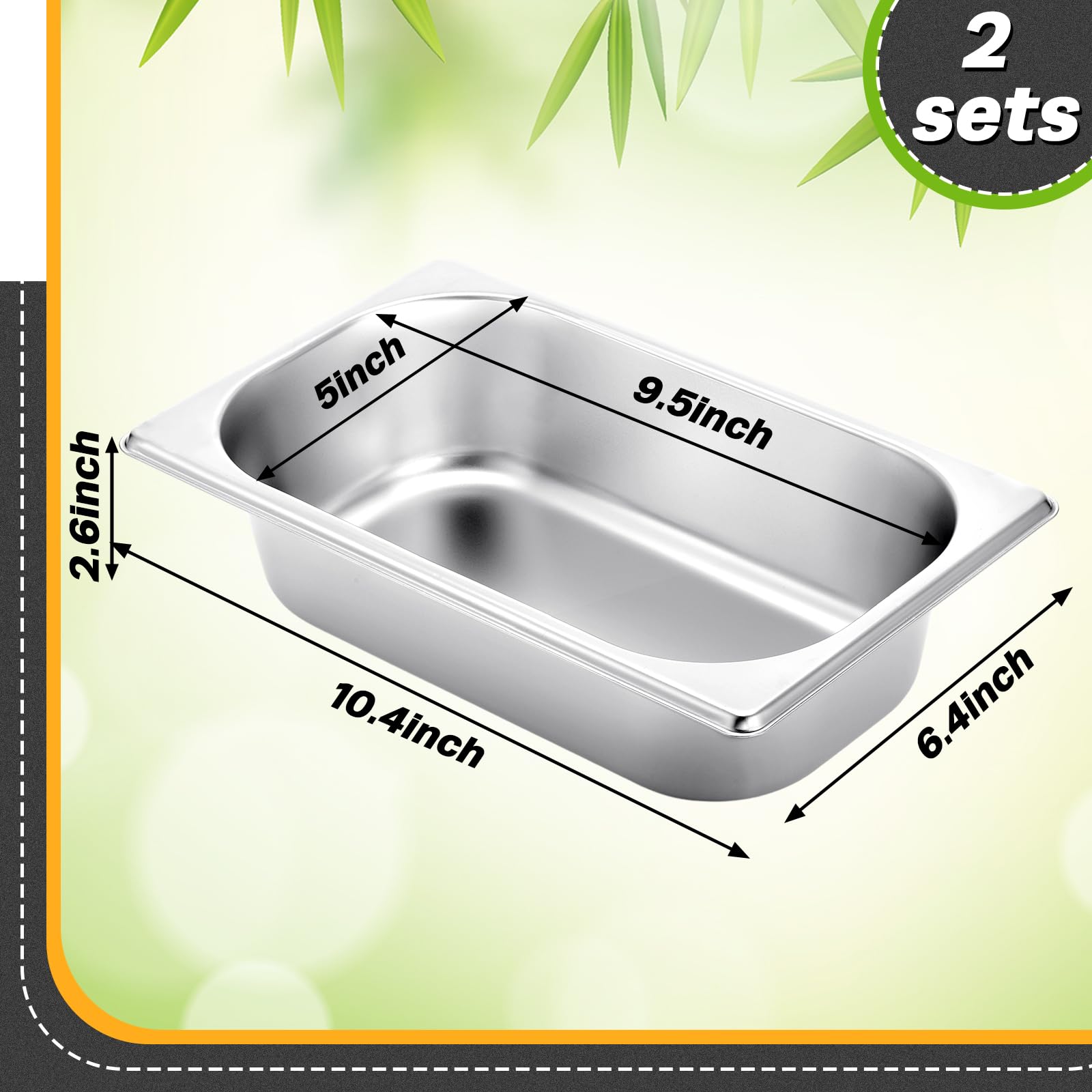 Funnymoom 2 moldes rectangulares de acero inoxidable para hornear, para pasteles de pescado, pan, cacerolas, verduras, apto para lavavajillas (clásico, 9.5 x 5 x 2.56 pulgadas)