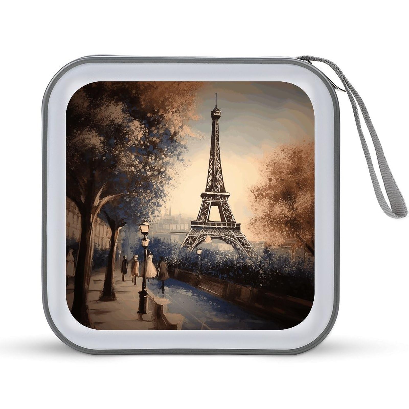 VstaDank Romantic Paris Eiffel Tower CD Case Holder Hard Plastic DVD Case Storage Holders 40 Capacity Large Storage Disc Wallet Bag Portable Zipper CD/DVD Wallet Holder Organizer for Car Home Travel