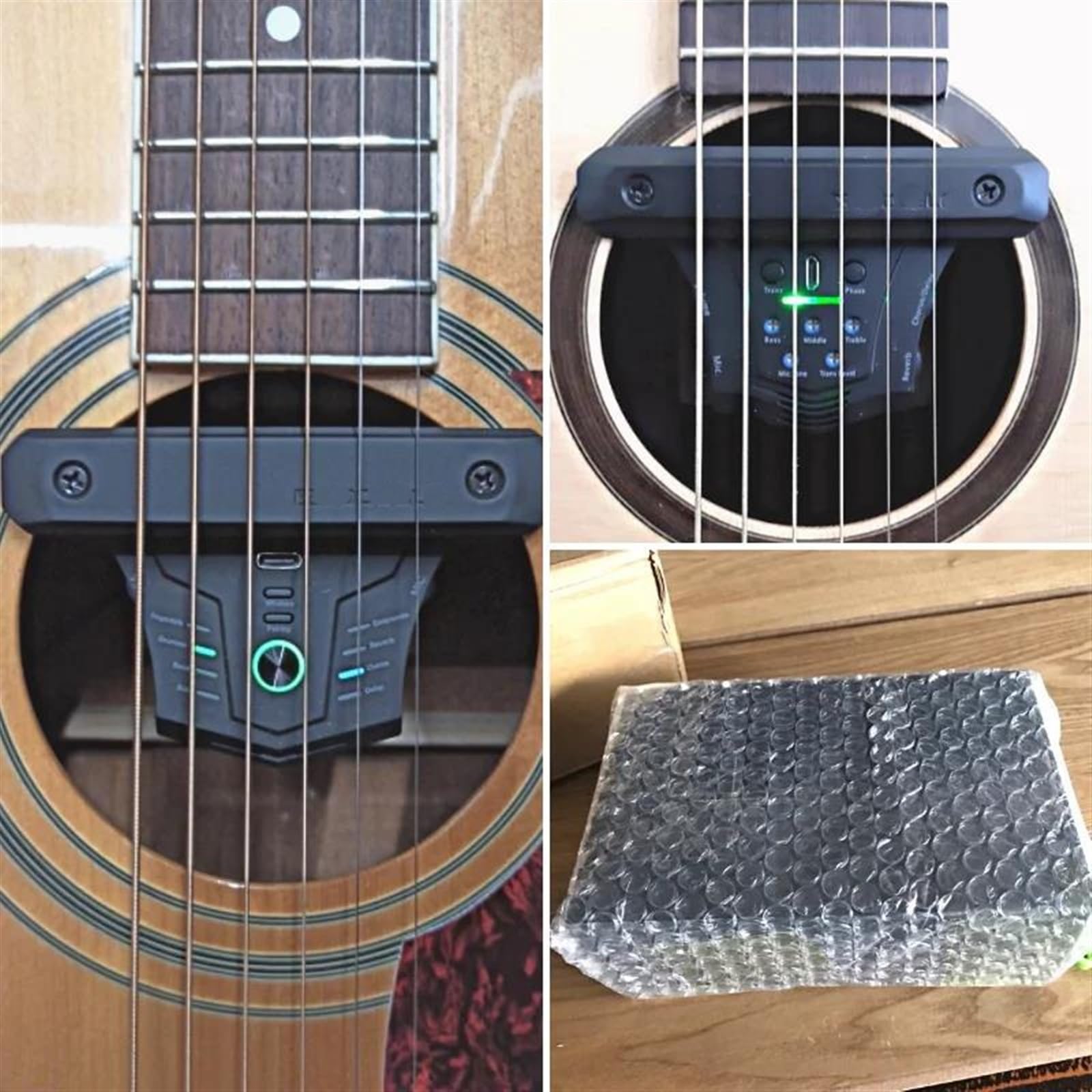 Pickup per strumenti ad arco Pickup Per Chitarra Acustica Professionale Chorus Delay Effetti Di Riverbero Piezo Magnetico Soundhole Pickup Microfonici Accessori Per Chitarra(Color:A)