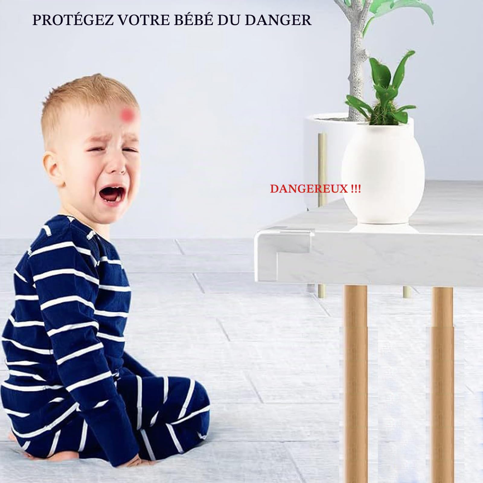 Meekye Lot de 20 protections d'angles pour bébé, souples autocollantes, protection des coins pour meubles
