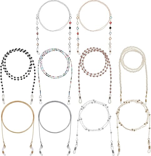 Frienda 10 piezas de correa para gafas de ojos, cadenas de gafas para mujer, cadena de anteojos con cuentas, correa de cadena para gafas para mujer,
