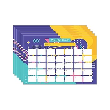 ESCAPER Abstract Theme Monthly Planner Sheets (A3 Size - 11.5 L x 17.5 W inch - Pack of 6 Sheets)| Monthly Organizer | Annual Planner | Study Planner | Student Planner