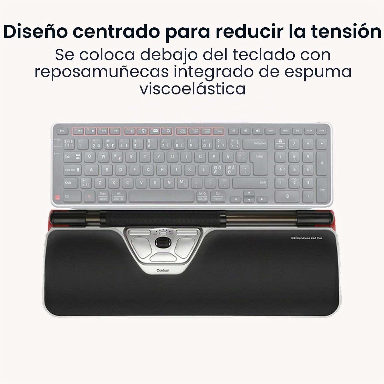 Contour Ratón ergonómico RollerMouse Rojo para Hombro, antebrazo, muñeca, Alivio de tensión para RSI, síndrome túnel carpiano, 6 Botones Personalizables, Compatible con Mac/PC – Inalámbrico – Plus 3