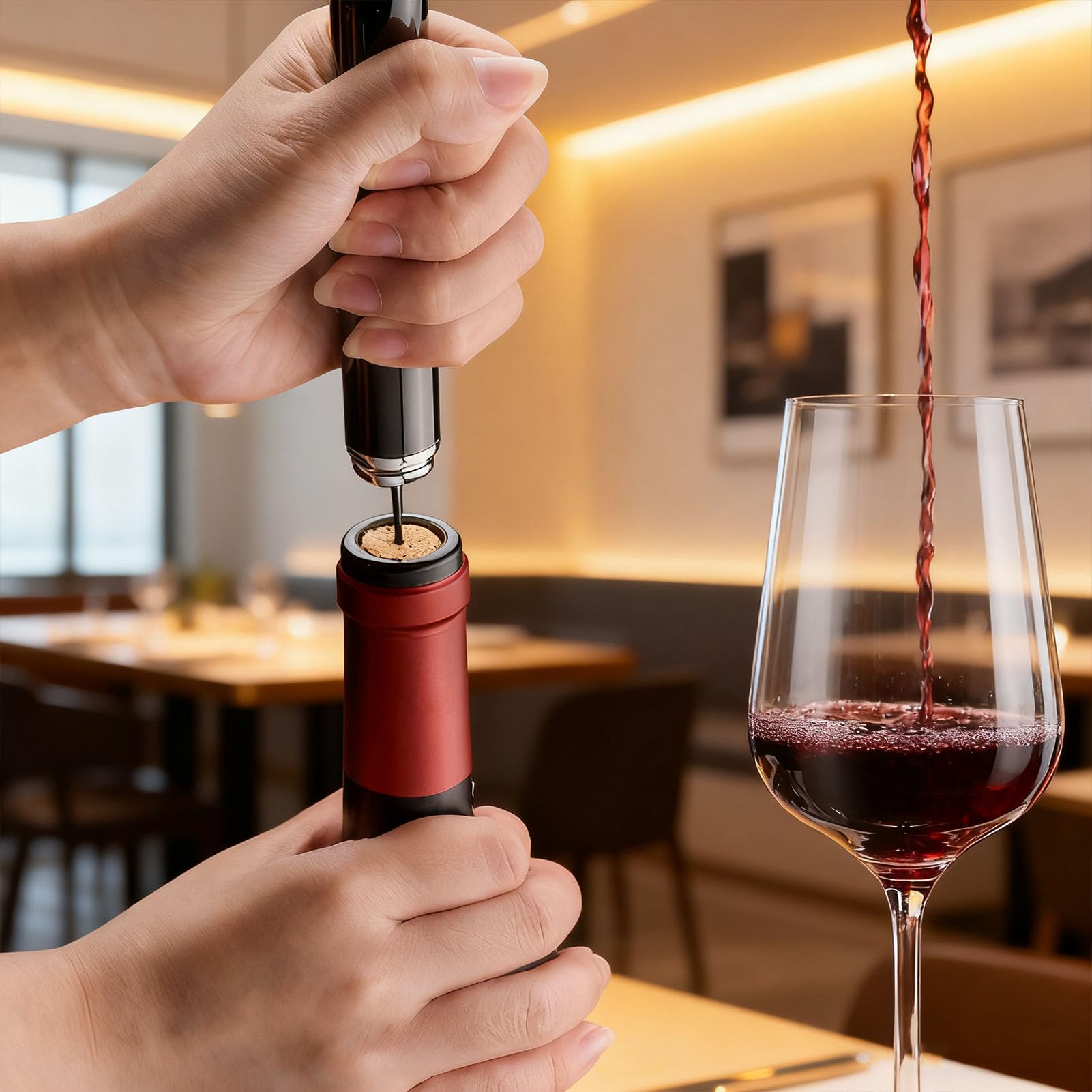 Sacacorchos Profesional de Aire a Presion, Abridor de Vino Seguro sin Romper el Corcho Sacacorchos de Aire Comprimido con Aguja de Acero Inoxidable Abrebotellas Ideal para Amantes del Vino y Regalos