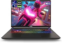 MSI Vector 16 HX AI Gaming Laptop, Intel Ultra 7-255HX, 64 GB DDR5 RAM, 2 TB PCIe SSD, 16 polegadas FHD+ (1920 x 1200) 144 Hz, Nvidia G-Force RTX 5070Ti, teclado retroiluminado, W11 Pro, cinza cosmo