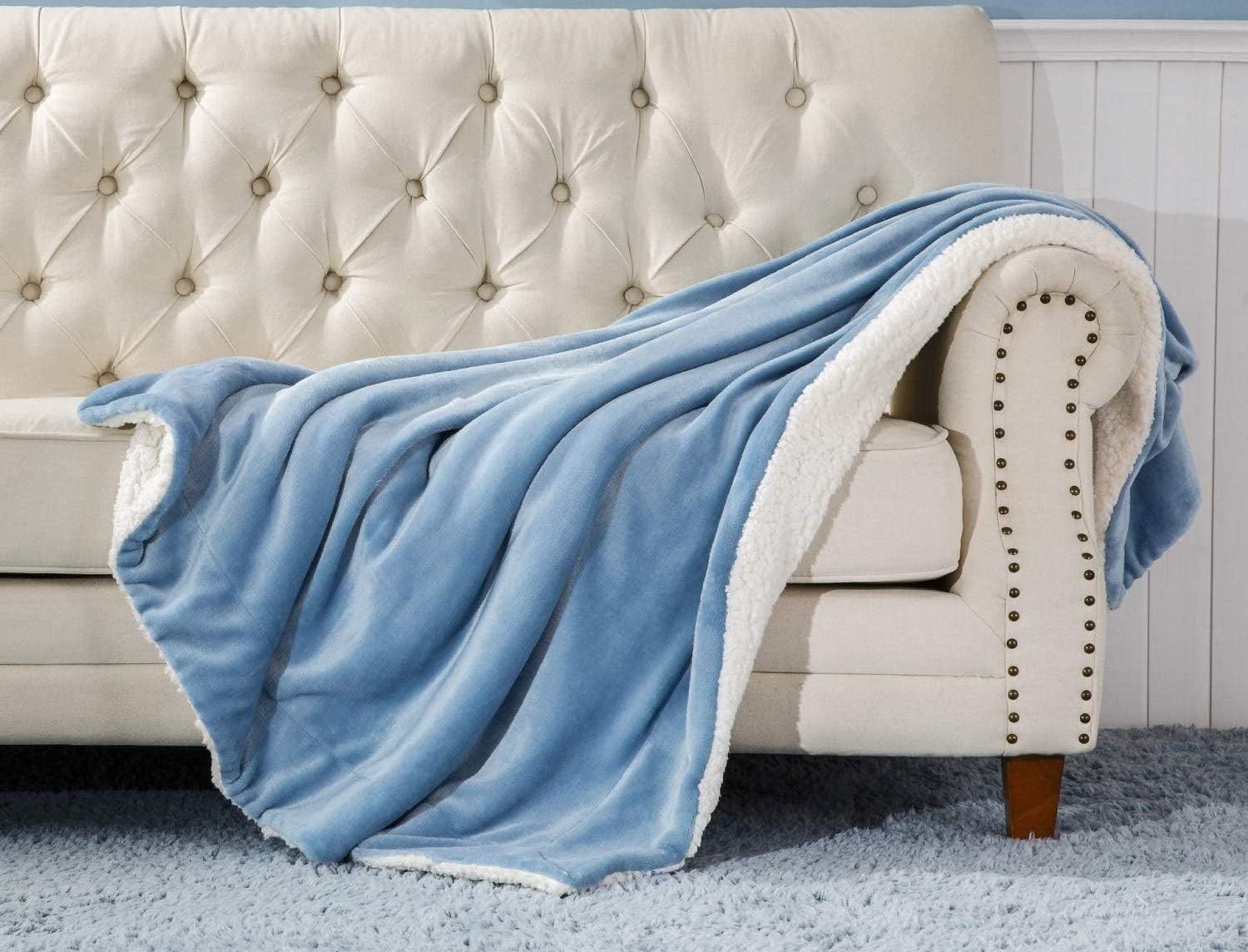 VAS COLLECTIONSยฎ All-Seasons Super Soft Flannel Solid/Plain Blanket/AC Dohars/Duvet/Quilt for Summer, Sky Blue, Size 225X230 cm (Double)